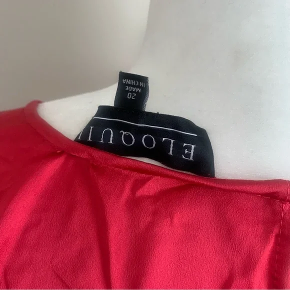 Eloquii Satin Long Sleeve Bow Gathered Blouse - Picture 3 of 10